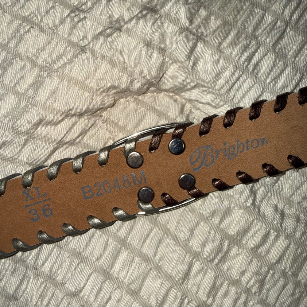 Brighton White Leather Belt xl - Picture 3 of 8